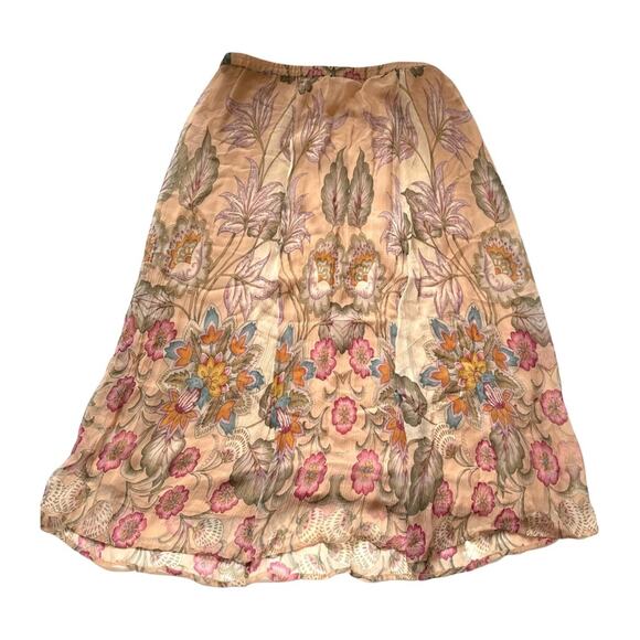 Soft Surroundings Jazmin Skirt Chiffon Floral Tan Petite M EUC - Picture 10 of 10